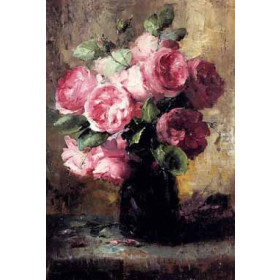 Frans Mortelmans - Pink Roses In A Vase