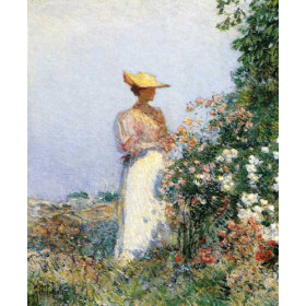 Frederick Childe Hassam - Lady in Flower Garden