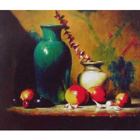 Fruit and Green Vase