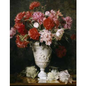 Gabriel Schachinger - Peonies in a Vase on a Table