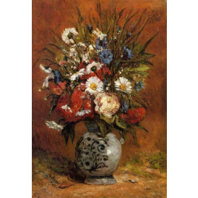 Gauguin, Paul - Daisies and Peonies in a Blue Vase