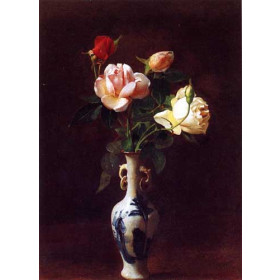 George Cochran Lambdin - Roses in a Vase