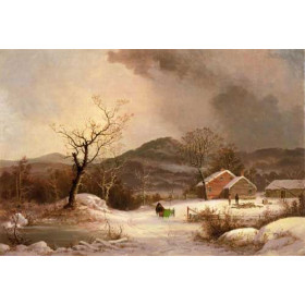 George Henry Durrie - Farmstead and Sleigh in Winter