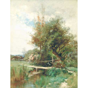 George Henry Smillie - Landscape with Footbridge