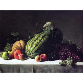 George Hetzel - Still Life with Watermelon, Cantaloupe and Grapes