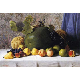 George Hetzel - Watermelon, Cantaloupes, Grapes and Apples