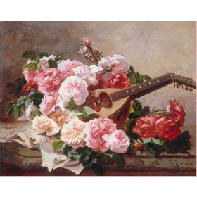 Georges Jeannin - Still Life with Roses and Mandoline