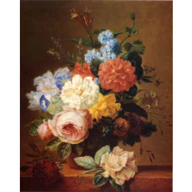 Georgius van Os - Still Life of Flowers on a Ledge