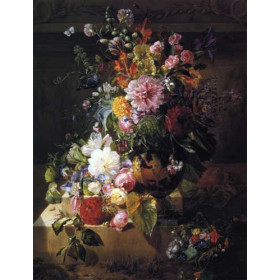 Georgius van Os - Still Life with Roses, Peonies, Lilac, Morning Glories