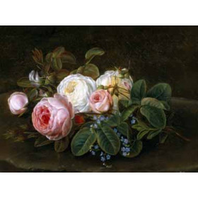 Hansine Eckersberg - Still Life with Roses and Forget-Me-Nots