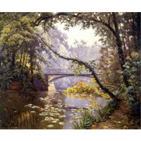 Henri Biva - The Milieu Bridge in the Forest