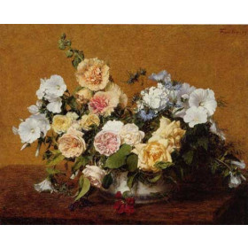 Henri Fantin-Latour - Bouquet of Roses and Other Flowers