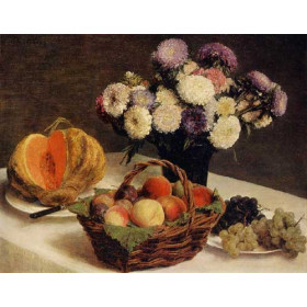 Henri Fantin-Latour - Flowers and Fruit, a Melon