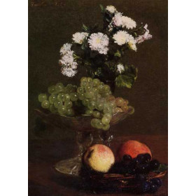 Henri Fantin-Latour - Still Life, Chrysanthemums and Grapes