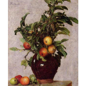 Henri Fantin-Latour - Vase with Apples and Foliage