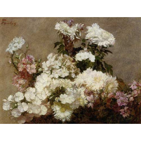 Henri Fantin-Latour - White Phlox, Summer Chrysanthemum and Larkspur