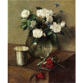 Henri Fantin-Latour - White Roses and Cherries