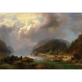 Herman Herzog - Alpine Lake Scene