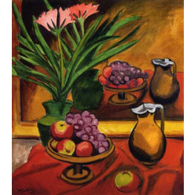 Hermann Max Pechstein - Still Life with Mirror, Clivia, Fruit and Jug