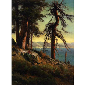 Hill, Thomas - Lake Tahoe (A Man with an Oar Sitting on a Bluff)