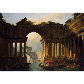 Hubert Robert - Architectural Landscape with a Canal