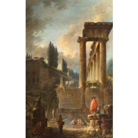 Hubert Robert - Figures amongst Ruins inspired by the Temple of Saturn