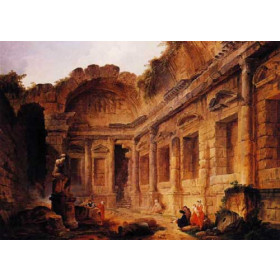 Hubert Robert - Interior of the Temple of Diana at Nimes