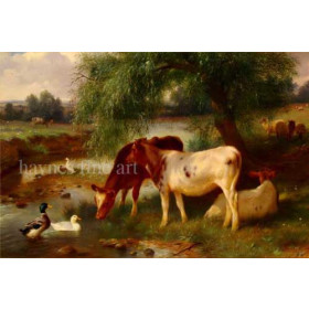 Hunt, Walter(USA) - Calves Watering in the Shade