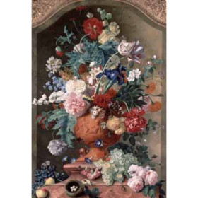 Huysum, Jan Van - Poppies, Hollyhock, Morning Glory, Viola, Daisies, Sweet Pea, Marigolds and Other Flowers in a Vase