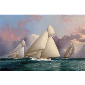 James E. Buttersworth - Yacht Sappho Beating to the Wind