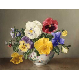 James Noble - Pansies in a Chinese Bowl