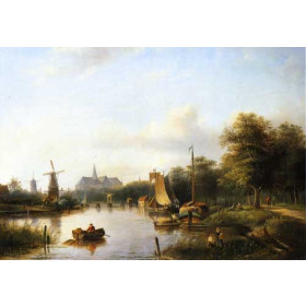 Jan Jacob Spohler - A View of the River Spaarne, Haarlem