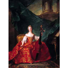 Jean Marc Nattier - Madame Henriette De France in Court Costume Playing a Bass Viol