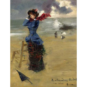 Jean-Louis Forain - Elegant Woman on the Beach