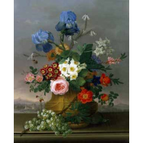 Johann Knapp - Still Life of Flowers on a Ledge