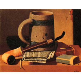 John Frederick Peto - Still Life with Pipe, Beer Stein, Newspaper, Book and Matches