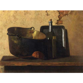 John Frederick Peto - Wine and Brass Stewing Kettle