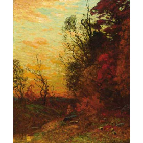 John Joseph Enneking - Autumn Scene at Sunset