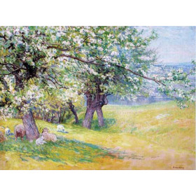 John Joseph Enneking - Sheep under the Apple Blossoms