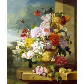 John Wainwright - Rich Still Life of Flowers in a Vase