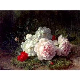 Jules Medard - Roses on a Mossy Bank