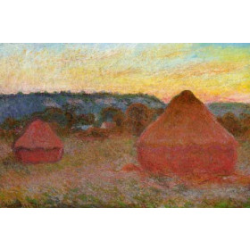 Monet, Claude - Two Grainstacks at the End of the Day, Autumn