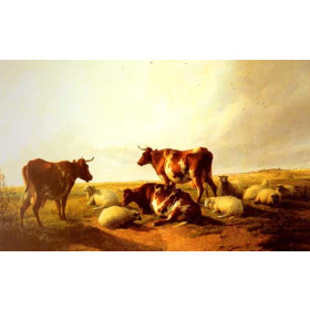 Cattle and Sheep in a Landscape