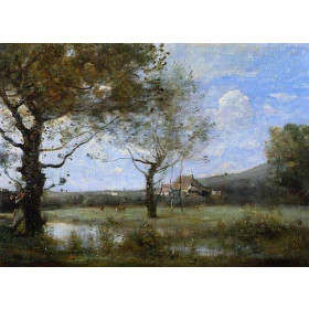 Meadow with Two Large Trees