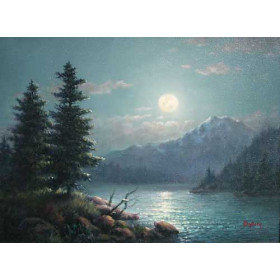 Mountain Lake at Night