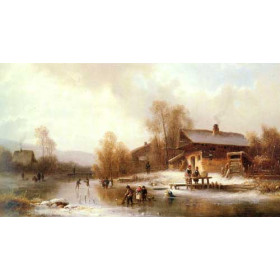 Skaters and Washerwomen in a Frozen Landscape