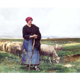 A Shepherdess with her flock