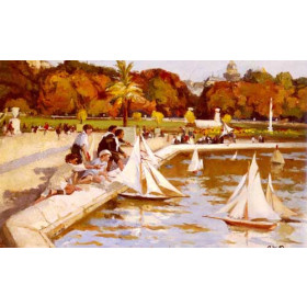 Children Sailing Their Boats in the Luxembourg Gardens, Paris