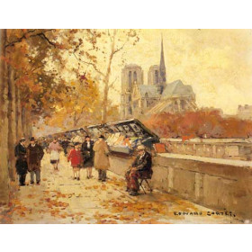 Booksellers Along the Seine with a View of Notre Dame