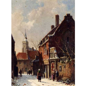 Figures In The Streets Of A Dutch Town In Winter